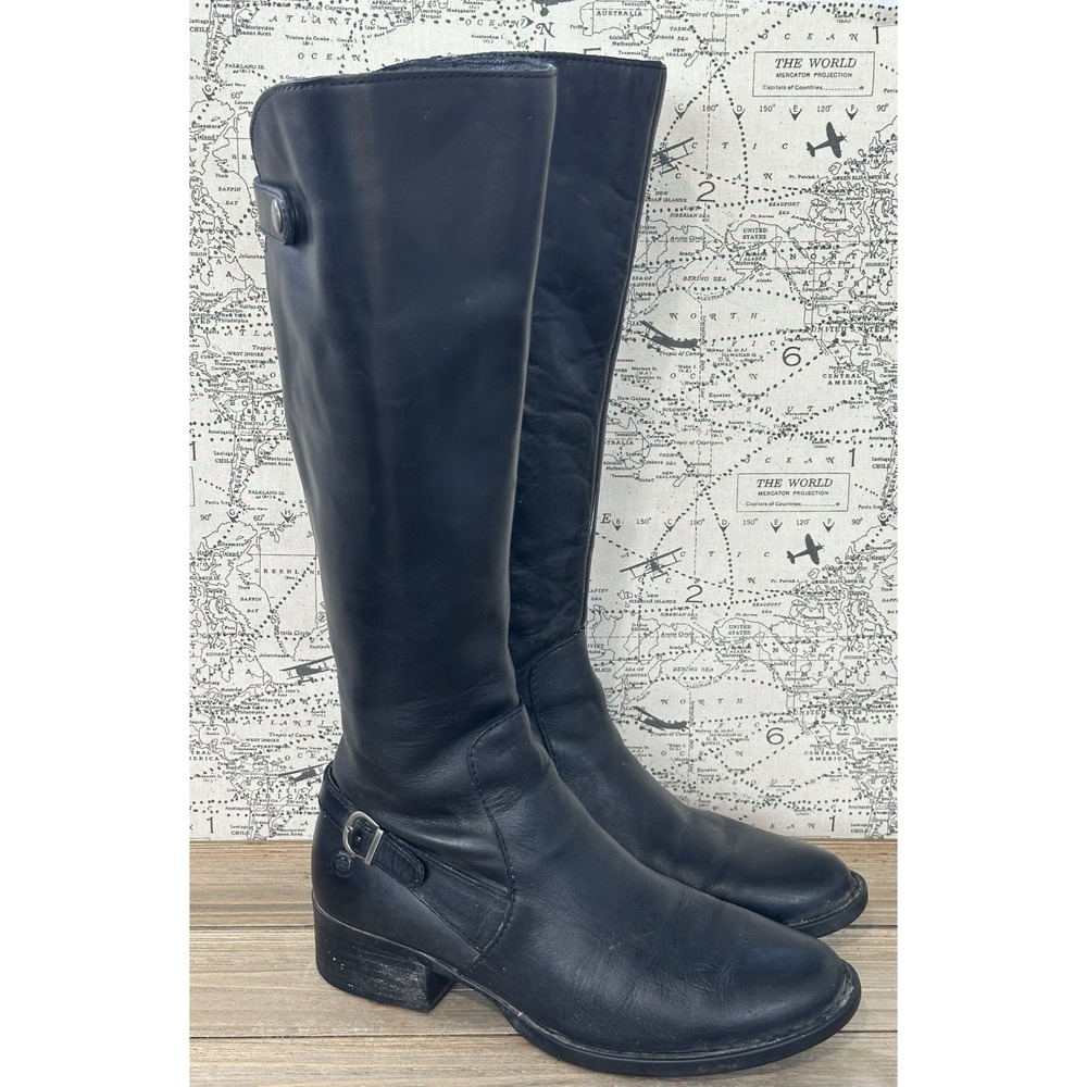Born Leather Tall Black Boots Size 7 Women's Comfort